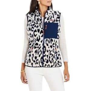 Vineyard Vines Leopard Print Fleece Vest